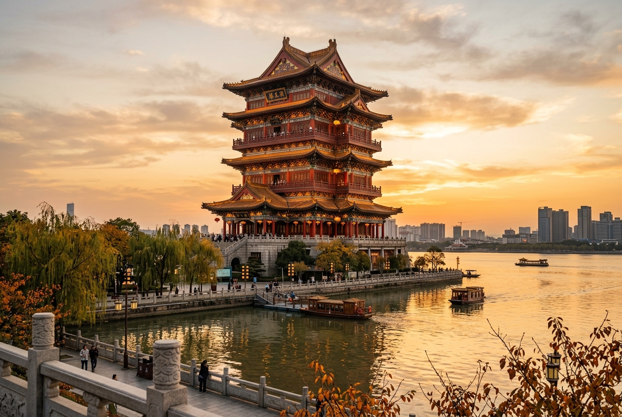 南昌滕王阁与江城暮色配图